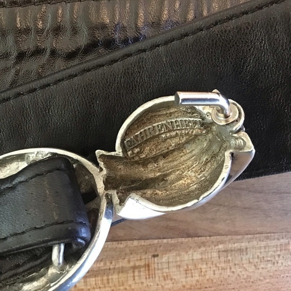 Fahrenheit NY vintage pewter buckle black leather belt. Connie Bates. 39… main image 7